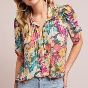 Anthropologie Multicolor Floral Blouse